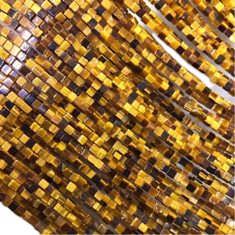 2X2MM 천연 노란색 타이거 아이 스톤 스퀘어 작은 스퀘어 루즈 비즈 스퀘어 작은 스퀘어 반제품 비즈