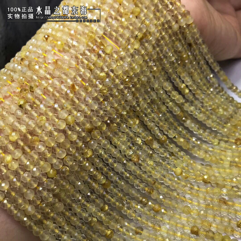 3X4MM 천연 금발 크리스탈면 처리 된 디스크 비즈 루즈 비즈 헤어 크리스탈 플랫 비즈 컷 코너 스페이서 반제품 긴 체인