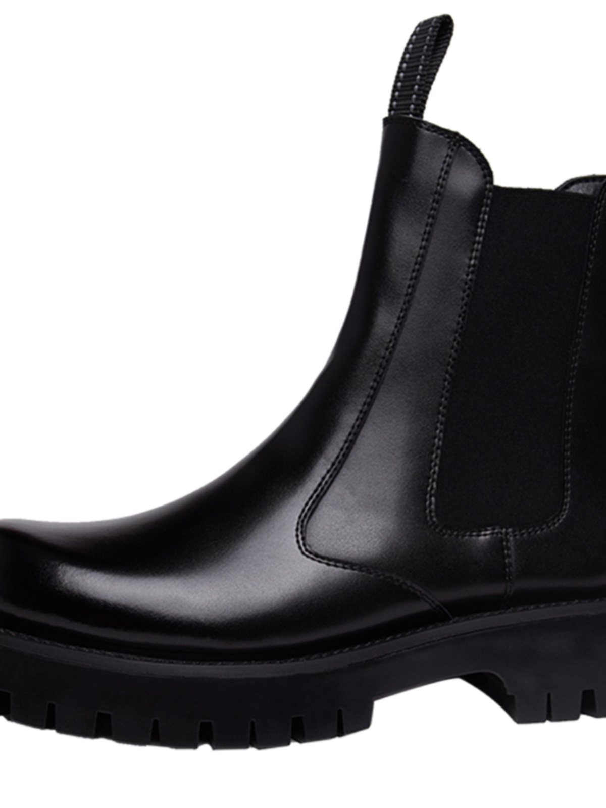 CHELSEA BOOTS MENS LEATHER HIGH-TOP LEATHER SHOES ZHONGBANG MARTIN BOOTS MENS PLUS VELVET INNER HEIGHTENING MOTORCYCLE BLACK LEATHER BOOTS