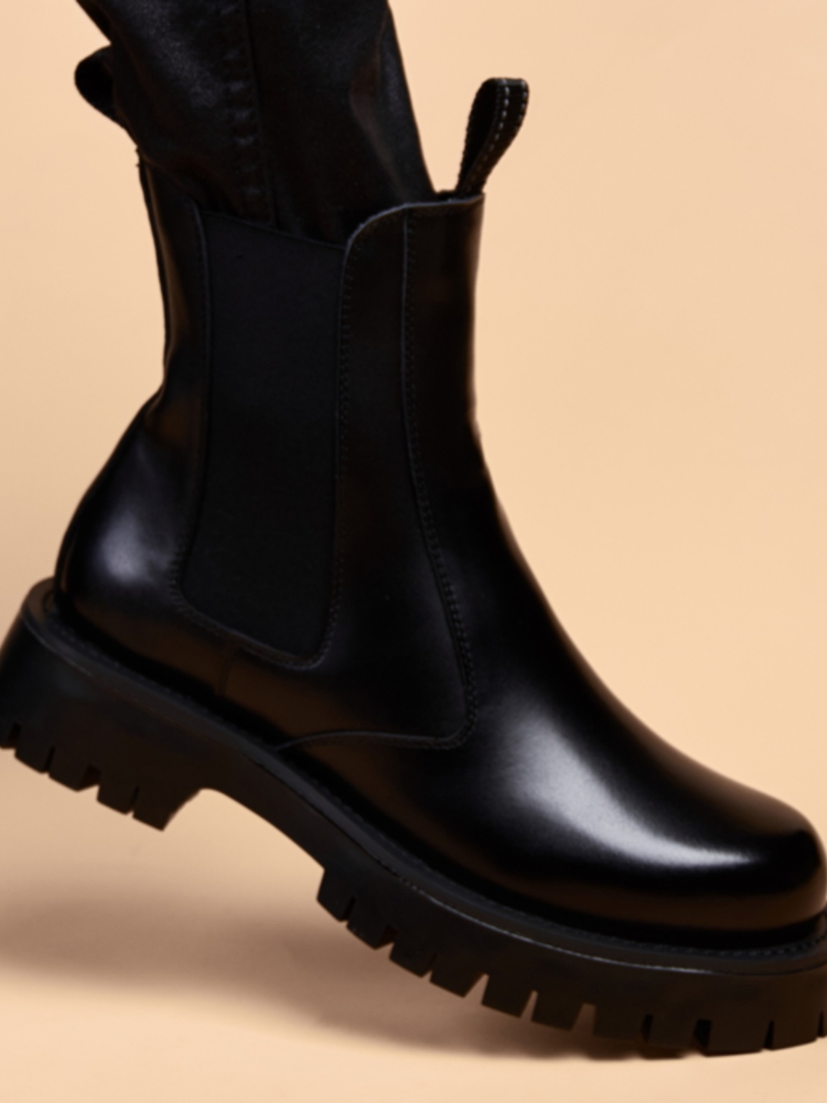 CHELSEA BOOTS MENS LEATHER HIGH-TOP LEATHER SHOES ZHONGBANG MARTIN BOOTS MENS PLUS VELVET INNER HEIGHTENING MOTORCYCLE BLACK LEATHER BOOTS
