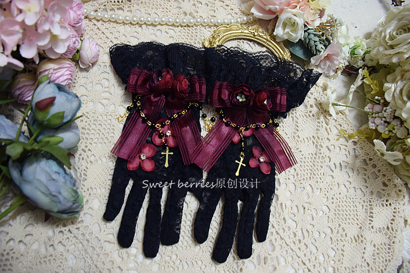 ORIGINAL LOLITA GOTHIC BOW TEA PARTY LOLITA ELEGANT LACE GLOVES HAND SLEEVE SMALL ACCESSORIES