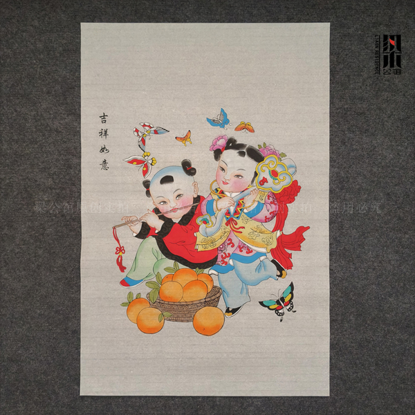 正宗手绘杨柳青年画吉祥如意春牛图富贵福禄年年纳福人财两旺