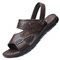 PULL BACK SANDALS MENS 2024 SUMMER NEW LEATHER BEACH SHOES COWHIDE NON-SLIP DUAL-PURPOSE MIDDLE-AGED DAD SANDALS MEN