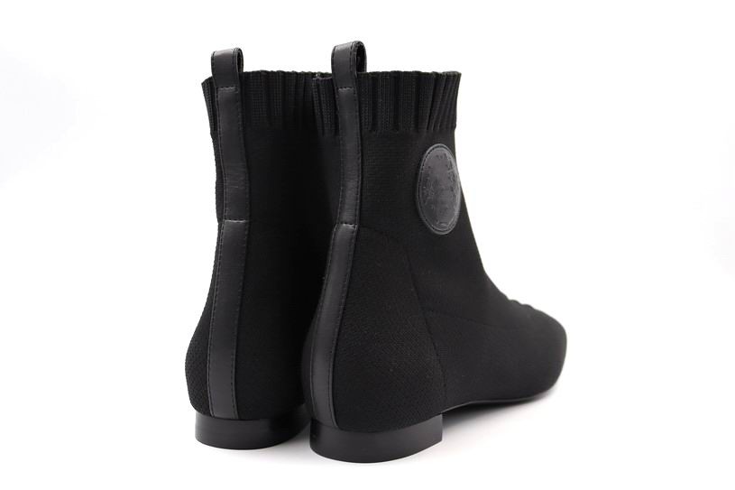 FOREIGN TRADE KNITTED ELASTIC SOCK BOOTS SQUARE TOE COVERS LOW HEEL FLAT BOOTS LEATHER SOLES COMFORTABLE SKINNY SINGLE BOOTS