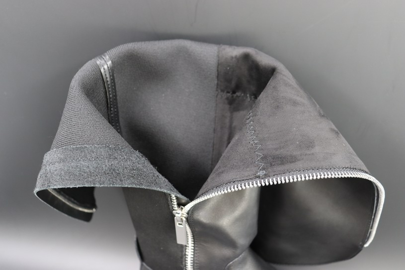 FOREIGN TRADE GENUINE ULTRA-LONG LOW HEEL OVER-THE-KNEE BOOTS FEMALE GENUINE LEATHER SIDE ZIPPER LEG TRIMMING ELASTIC BOOTS NET RED PLUS SIZE SKINNY BOOTS 42