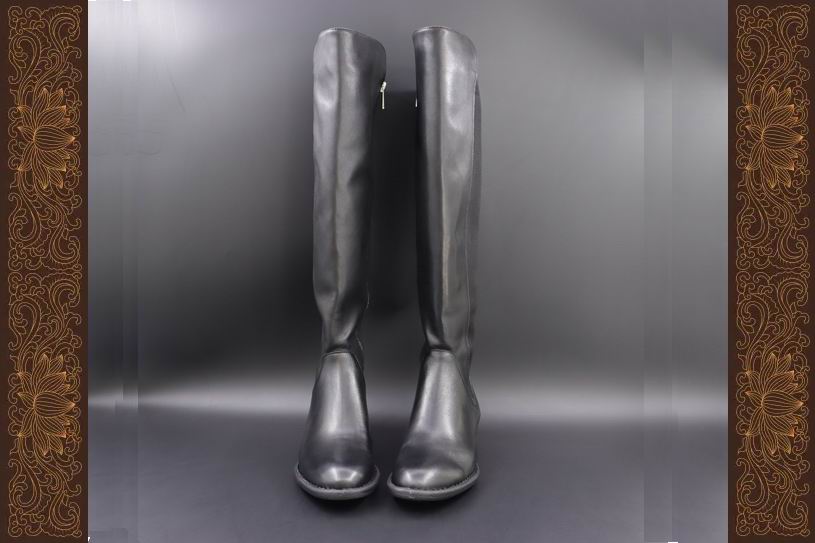 FOREIGN TRADE GENUINE ULTRA-LONG LOW HEEL OVER-THE-KNEE BOOTS FEMALE GENUINE LEATHER SIDE ZIPPER LEG TRIMMING ELASTIC BOOTS NET RED PLUS SIZE SKINNY BOOTS 42