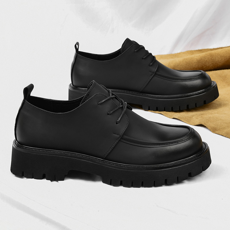 LEATHER SHOES: MENS BRITISH STYLE FASHION BUSINESS MEN CASUAL AND VERSATILE CARGO WEAR BIG HEAD THICK SOLE HIGH AND LOW TOP MARTIN BOOTS