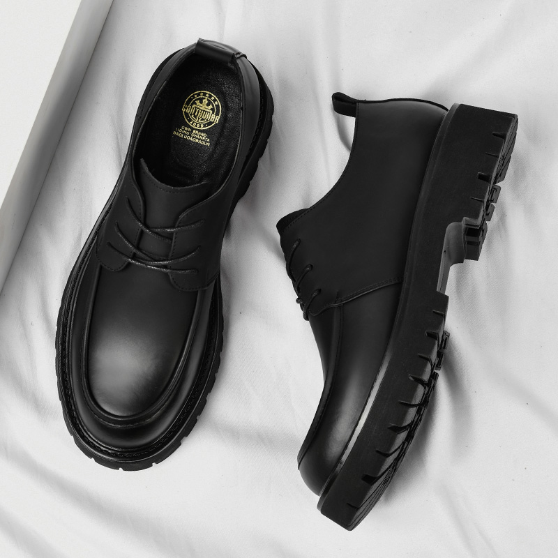 LEATHER SHOES: MENS BRITISH STYLE FASHION BUSINESS MEN CASUAL AND VERSATILE CARGO WEAR BIG HEAD THICK SOLE HIGH AND LOW TOP MARTIN BOOTS