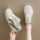 Женская обувь Net celebrity Forrest shoes, новинка 2025 года, размер 34, дышащая парусиновая обувь на одной педали, универсальная спортивная обувь для бега на плоской подошве mini 1