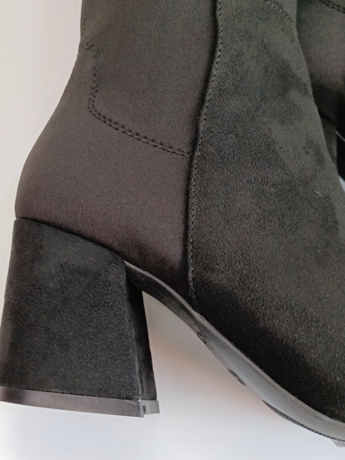 U.S. SINGLE FOREIGN TRADE PLUS SIZE ORIGINAL SINGLE WOMENS SHOES SUPER HIGH BLOCK HEEL OVER-THE-KNEE ELASTIC BOOTS MODEL SLIM LARGE GIRTH BOOTS