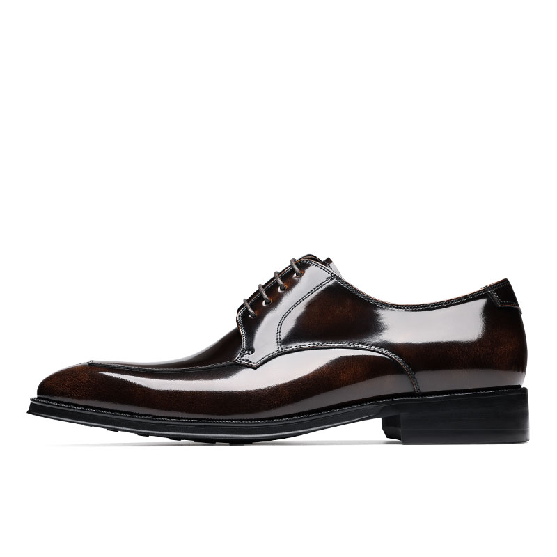 ITALIAN HIGH-END HANDMADE GOODYEAR LACE-UP LEATHER SHOES MENS BUSINESS FORMAL WEAR LEATHER YOUTH SQUARE TOE DERBY SHOES WEDDING SHOES