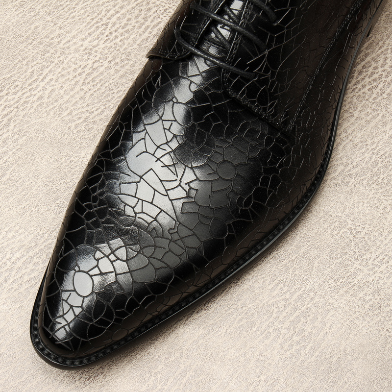 BARK PATTERN KOREAN BUSINESS CASUAL LEATHER SHOES TIDE MENS FORMAL WEAR BRITISH LEATHER POINTED TOE FASHION TREND MENS SHOES OFFICE