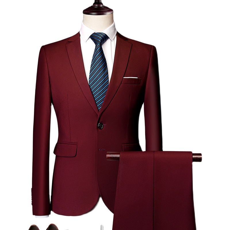 MENS BUSINESS CASUAL SUIT SUIT BLACK TWO-PIECE SET XZ103-533 TWO-PIECE SET-130