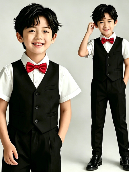 儿童礼服套装西服花童背带裤幼儿园合唱拍照表演服朗诵钢琴演出服 — 4