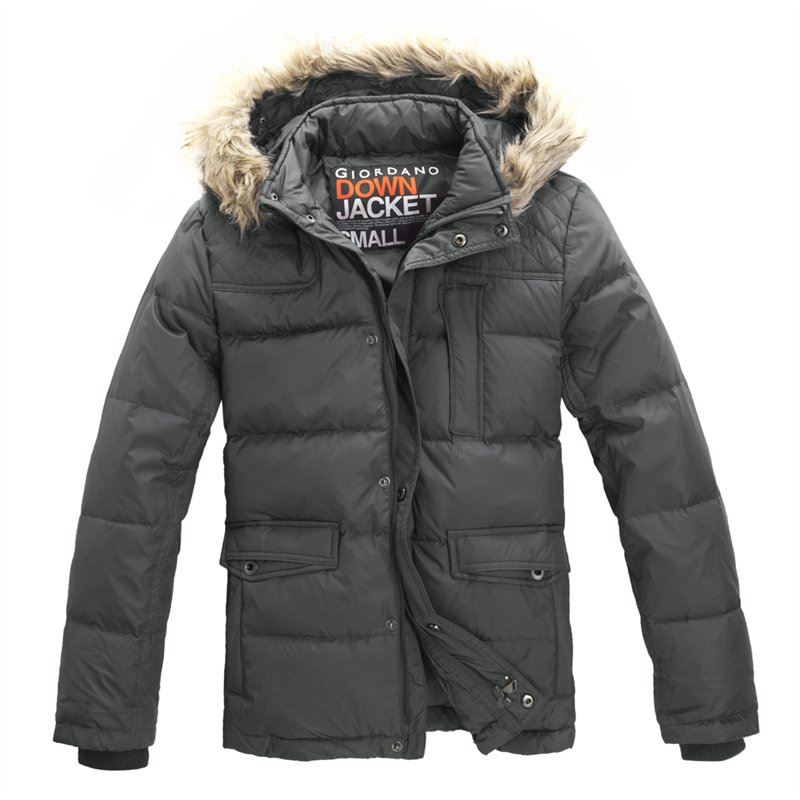 GIORDANO DOWN JACKET MENS WINTER MENS EMBOSSED SIMPLE DETACHABLE HAT THICK STAND UP COLLAR JACKET 01071608
