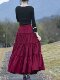 Thickened corduroy cake skirt burgundy 8-meter long skirt tied women's autumn and winter ethnic dance skirt looks thin