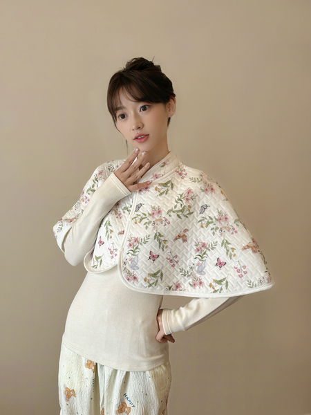 JQ婧麒空气棉月子披肩孕妇护肩纯棉空调房防寒哺乳斗篷产后喂奶秋 — 2