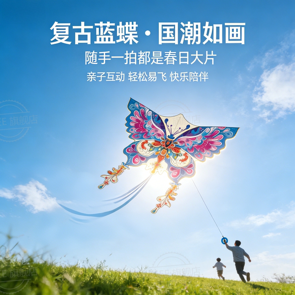 2026年新款风筝大型长尾巴飘带微风易飞大人儿童潍坊复古蝴蝶纸鸢
