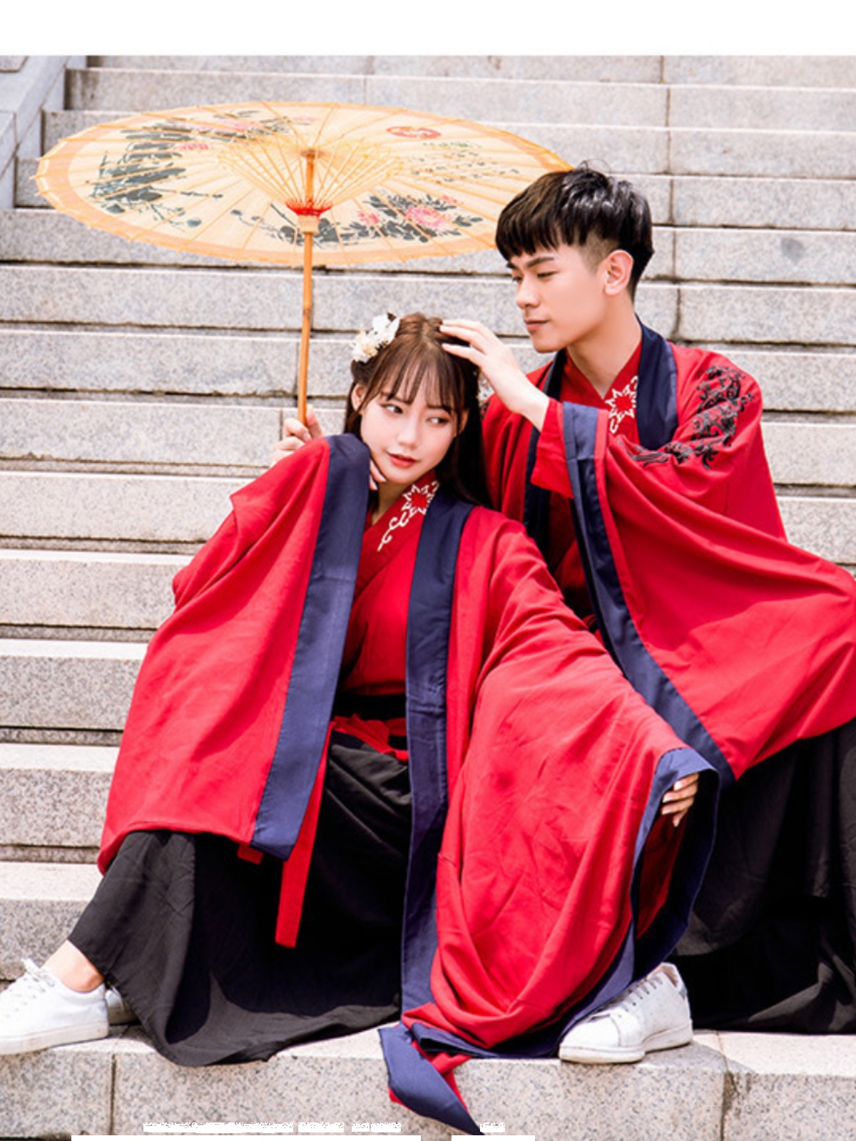 HANFU RENTAL MALE AND FEMALE COUPLES CP RED STUDENT GAMES OPENING CEREMONY ENTRANCE ANTIQUE CLASS COSTUME PERFORMANCE COSTUMES