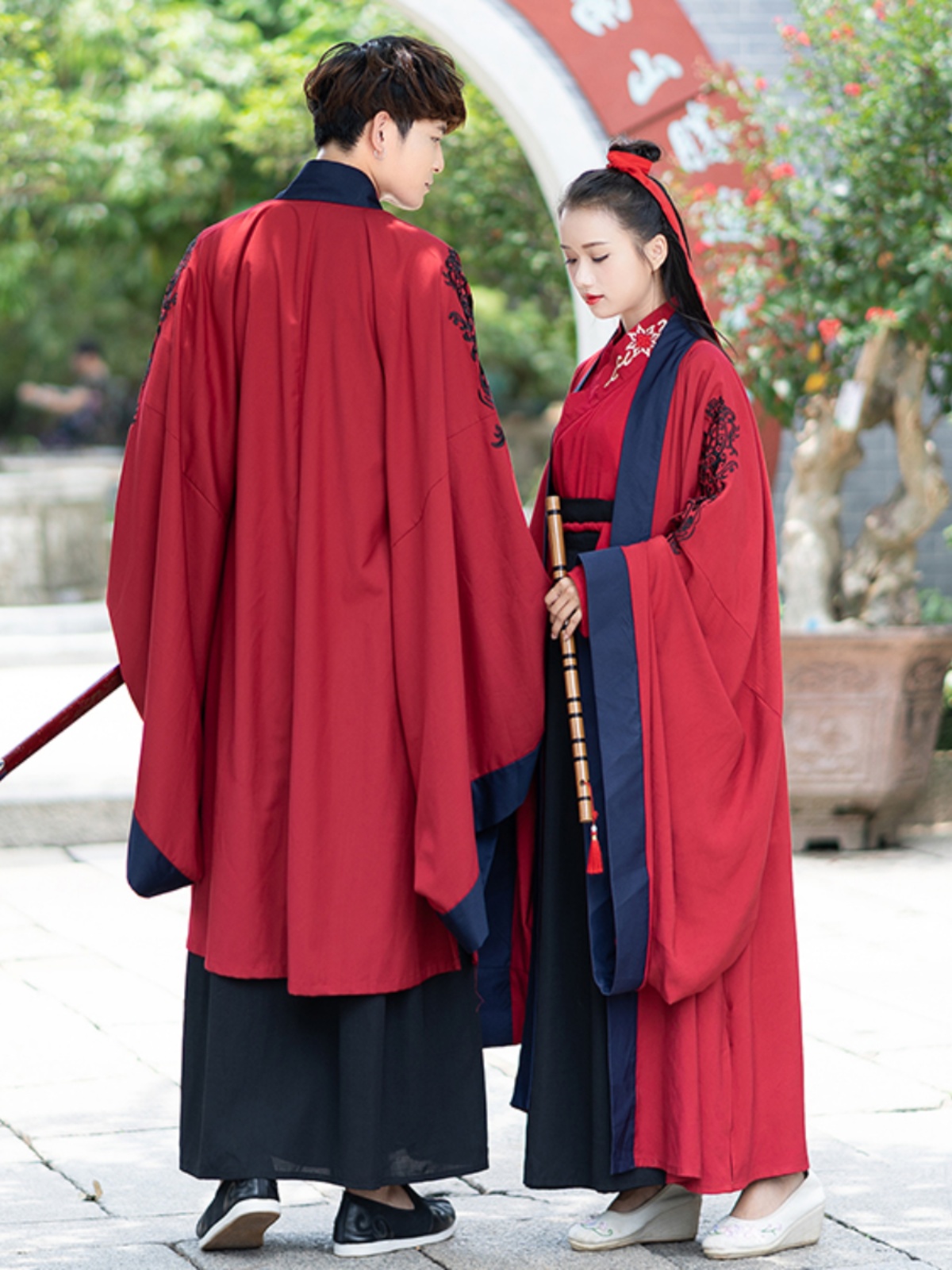HANFU RENTAL MALE AND FEMALE COUPLES CP RED STUDENT GAMES OPENING CEREMONY ENTRANCE ANTIQUE CLASS COSTUME PERFORMANCE COSTUMES
