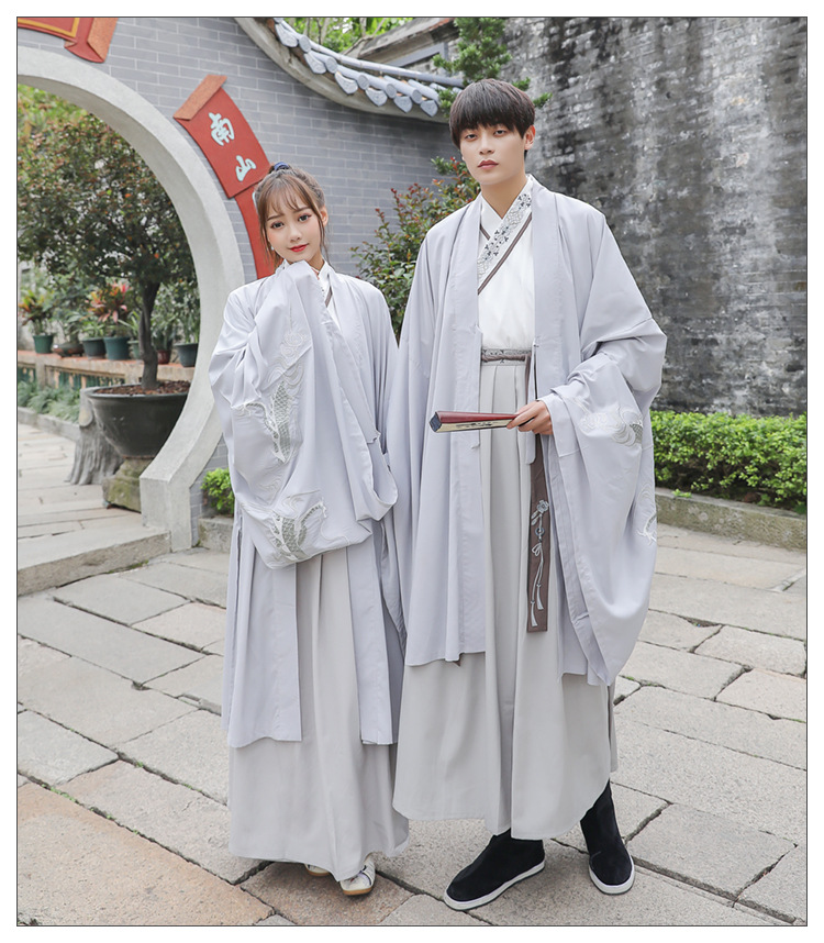 RENTAL OF HANFU SILVER DRAGON COUPLES MALE AND FEMALE CP SUITS MARTIAL ARTS SCHOLARS STUDENTS SPRING AND AUTUMN COMING-OF-AGE CEREMONIES PERFORMANCE COSTUMES RENTAL
