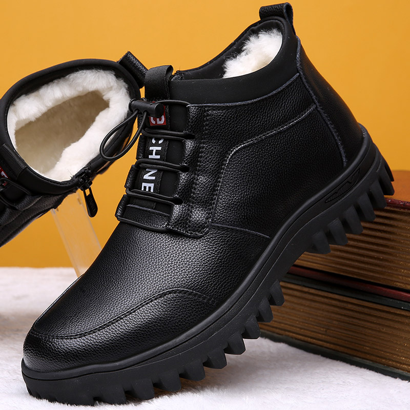 WINTER MENS SHOES 2024 NEW HIGH-TOP VELVET WARM THICKENED COTTON SHOES MENS FUR INTEGRATED WOOL SNOW BOOTS MEN