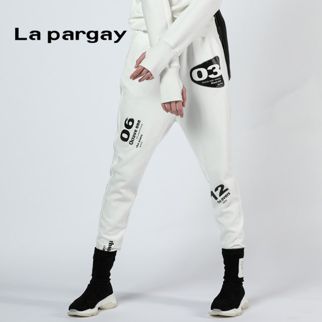Napa style women's autumn black and white knitted casual trousers, feet, pencil pants, trendy counter genuine