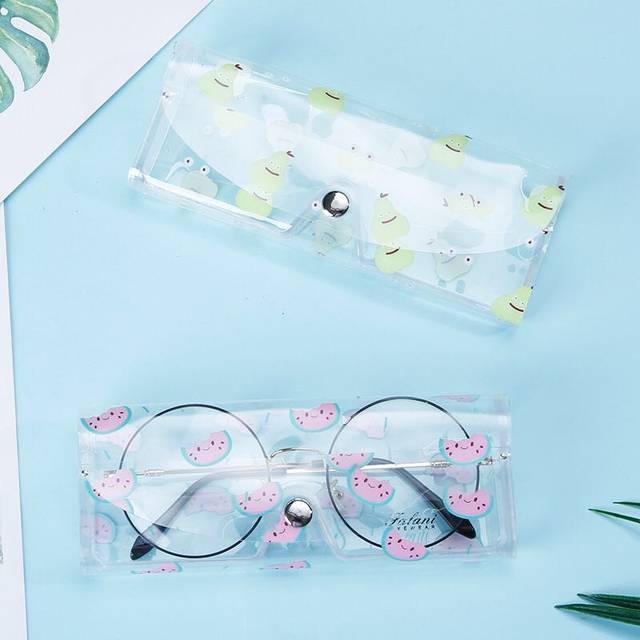 Cute cartoon Korean version of fresh transparent glasses box portable travel sunglasses sunglasses myopia glasses storage box