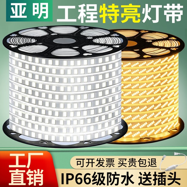 亚明220v高压灯带led灯条家用客厅超亮外墙商用室外户外庭院防水