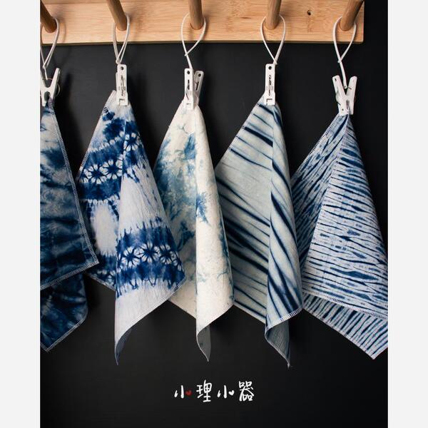 扎染方巾丨手工植物扎染手帕成品蓝染方巾纯棉大理白族扎染纪念礼