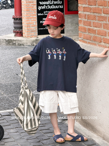 儿童裤子男童工装短裤夏季2026新款中大童男孩休闲宽松薄款五分裤 — 4