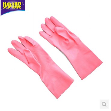 MIAOJIE GENUINE DEXTEROUS VELVET RUBBER HOUSEWORK DISHWASHING GLOVES ANTI-SLIP WEAR-RESISTANT LARGE MEDIUM AND SMALL 10