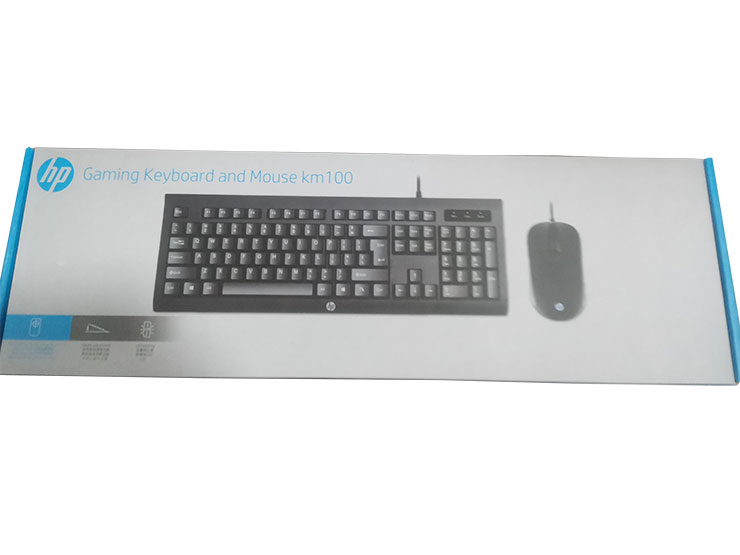 HP HP KM100 유선 키보드 및 마우스 세트 데스크탑 노트북 범용 게이밍 오피스 키보드 및 마우스 세트