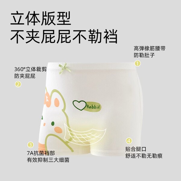 全棉母婴儿童内裤女童平角四角纯棉100%短裤夏季薄款宝宝不夹屁屁 — 4