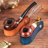 Утолщенная кожаная труба, много -функциональные интегрированные аксессуары, скребок с сигаретным ножом, борьба с удилищами, сигарета, очистка портативного инструмента