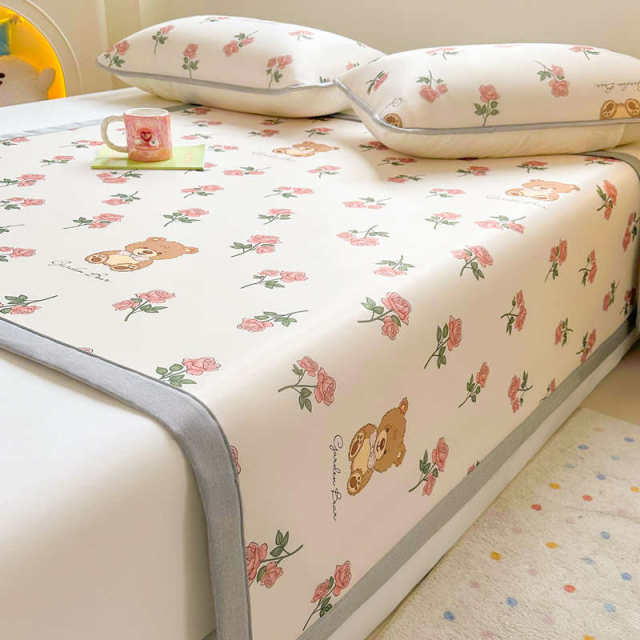 2024 new summer ice silk mat washable machine wash bamboo mat straw mat summer folding soft air conditioning mat bed sheet