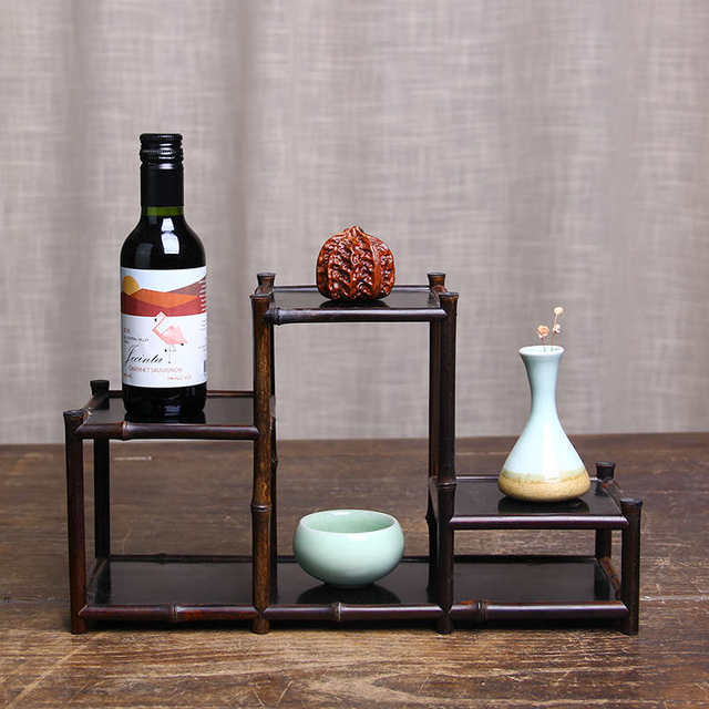 Zizhu Bo Ancient Shelf Tea Set Storage Rack Multi-layer Duobao Pavilion Bamboo Tea Cup Rack Display Rack Desktop Cultural and Drinking Storage Rack