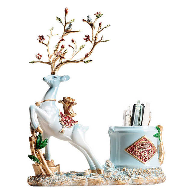 New Chinese style high-value desktop ornaments with pen holder storage barrel Modern simple office computer room desktop decoration
