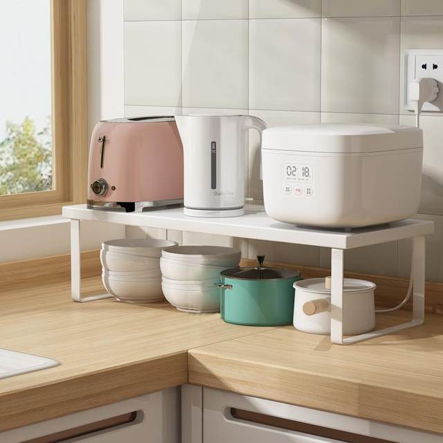 Layer kettle storage rack kitchen countertop partition multi-pot seasoning rack dining table top storage stove electric rack pot bowl rack