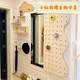 Wood iwood hole board entrance door with mirror integrated household full-body dressing mirror storage hanger