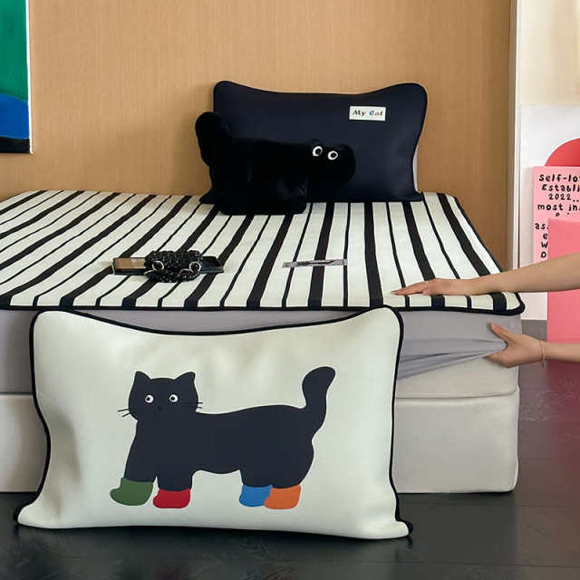 Ins style cartoon ice silk mat three-piece set for summer machine washable 2025 new bed sheets, bed sheets, air conditioning soft mat