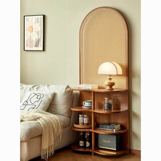2025 rattan partition display screen entrance entrance door opposite door wall corner cabinet retro Chinese storage storage