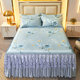 Summer ice silk mat cool mat bed skirt three-piece set machine washable ice silk bed sheet household double non-slip air conditioning soft mat