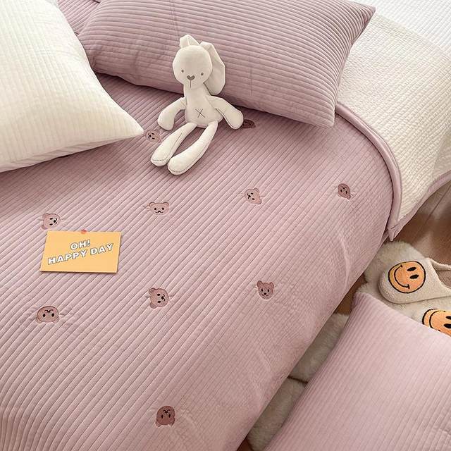 New Korean milk velvet bed cover three-piece set for winter thickened crystal velvet quilted cotton bed sheets single piece machine washable
