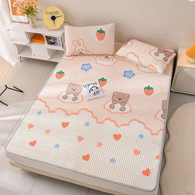 Class A ice silk drilled latex cool mat three-piece set summer bed sheet summer student dormitory single cool mat