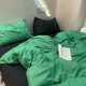 Korean style fashionable black and green mixed-match washing cotton four-piece quilt cover bed linen bedding three-piece set men's dormitory