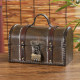 Retro old lock small wooden box desktop miscellaneous storage box wooden treasure box props jewelry jewelry box