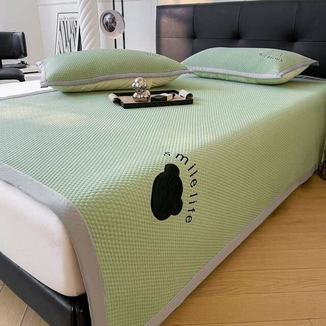 Brand summer ice silk doodle mat single piece Class A dormitory air conditioning soft cool mat 2024 bed sheet three-piece dustproof mat
