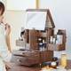 Light luxury cosmetic storage box desktop large capacity lipstick skin care products exquisite partition dressing table wooden storage rack