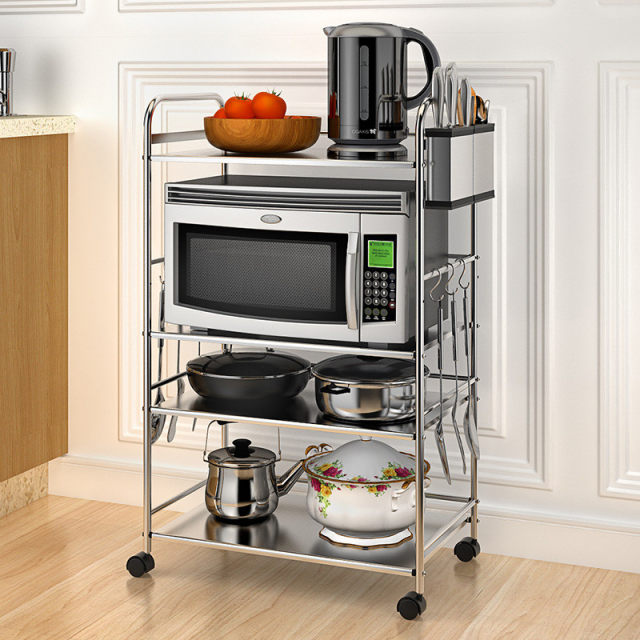 Household kitchen stainless steel microwave oven rack kitchen debris storage storage rack oven rack rice cooker rack